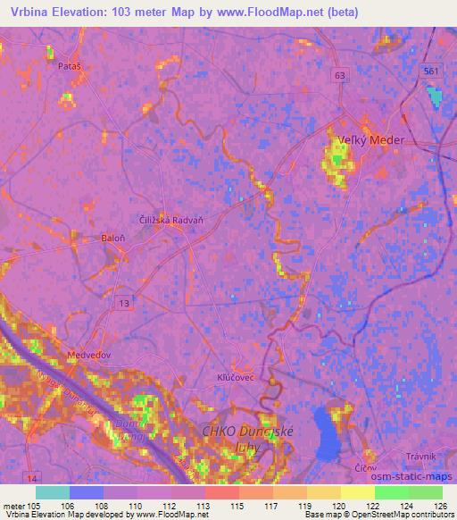 Vrbina,Slovakia Elevation Map