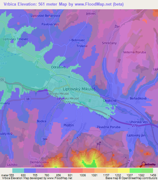 Vrbica,Slovakia Elevation Map
