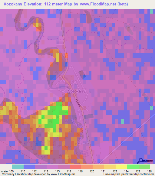 Vozokany,Slovakia Elevation Map