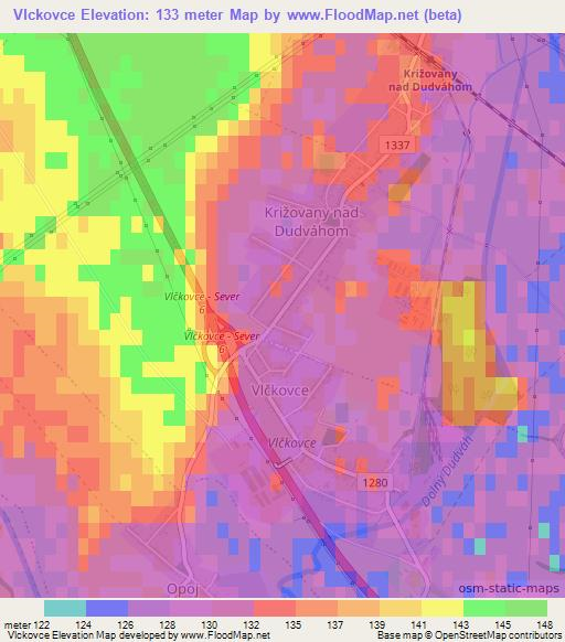 Vlckovce,Slovakia Elevation Map