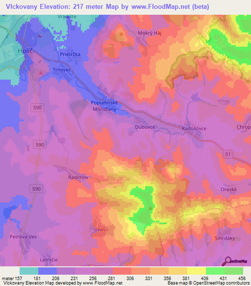 Vlckovany,Slovakia Elevation Map