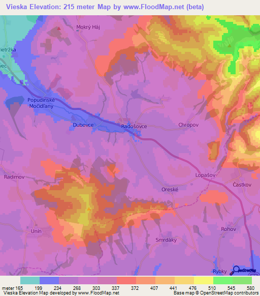 Vieska,Slovakia Elevation Map