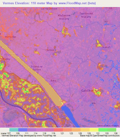 Vermes,Slovakia Elevation Map