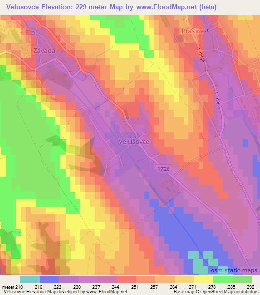 Velusovce,Slovakia Elevation Map