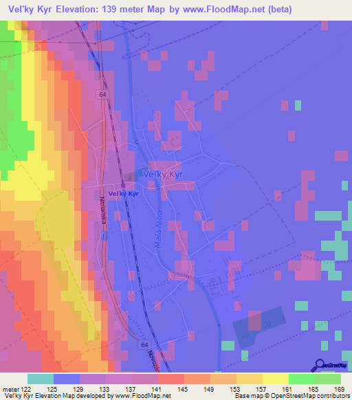 Vel'ky Kyr,Slovakia Elevation Map