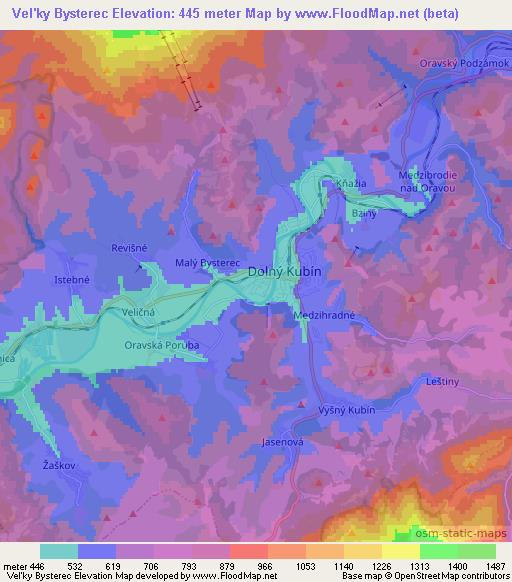 Vel'ky Bysterec,Slovakia Elevation Map
