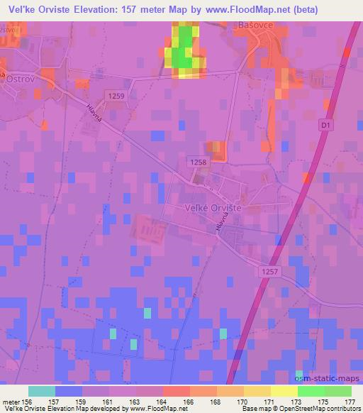 Vel'ke Orviste,Slovakia Elevation Map