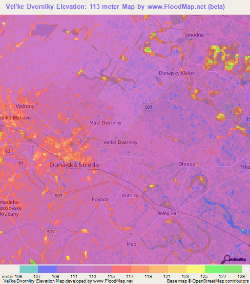 Vel'ke Dvorniky,Slovakia Elevation Map
