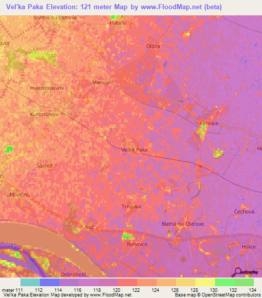 Vel'ka Paka,Slovakia Elevation Map