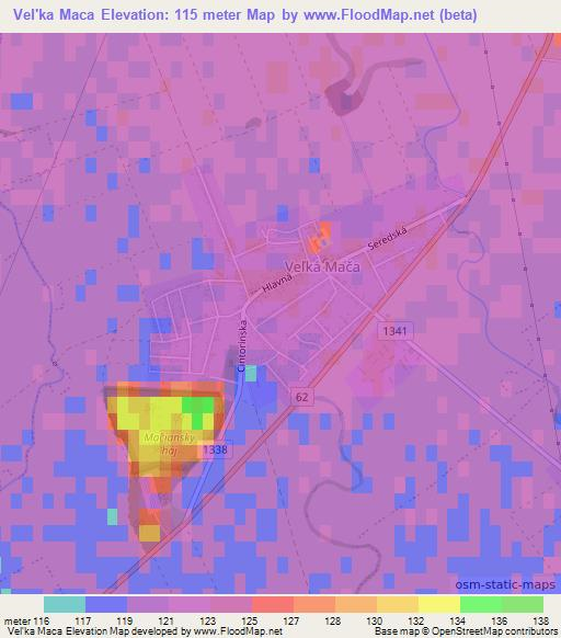 Vel'ka Maca,Slovakia Elevation Map