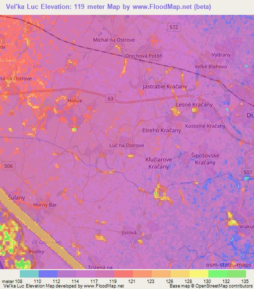 Vel'ka Luc,Slovakia Elevation Map