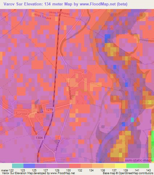 Varov Sur,Slovakia Elevation Map