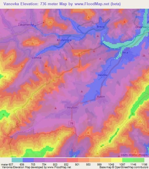 Vanovka,Slovakia Elevation Map