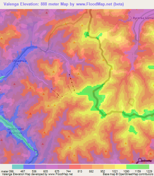 Valenga,Slovakia Elevation Map