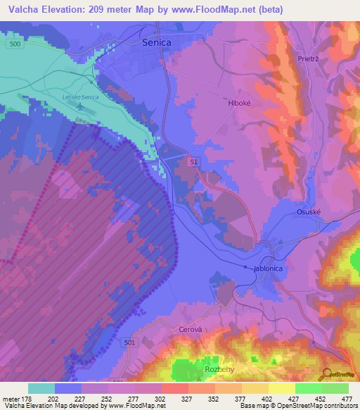 Valcha,Slovakia Elevation Map