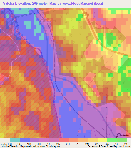 Valcha,Slovakia Elevation Map