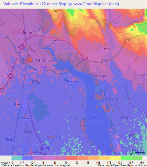 Vahovce,Slovakia Elevation Map