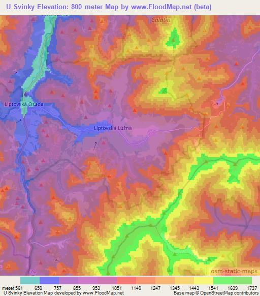 U Svinky,Slovakia Elevation Map