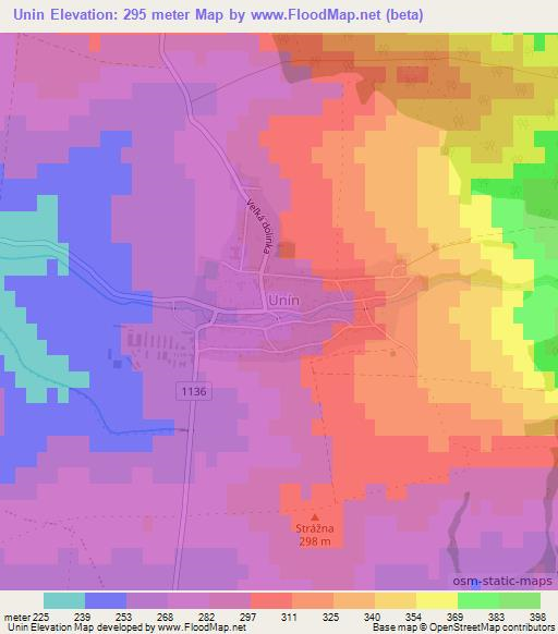 Unin,Slovakia Elevation Map