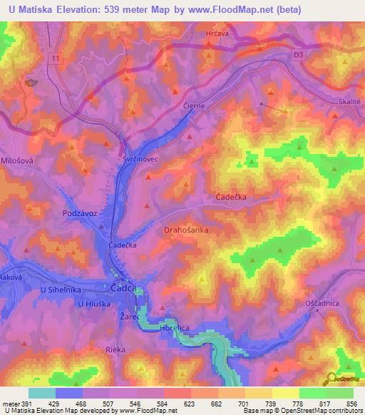 U Matiska,Slovakia Elevation Map