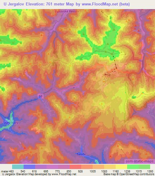 U Jergalov,Slovakia Elevation Map