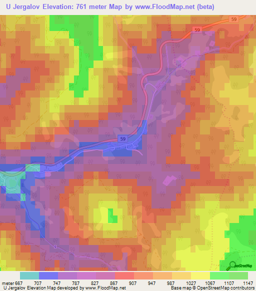 U Jergalov,Slovakia Elevation Map