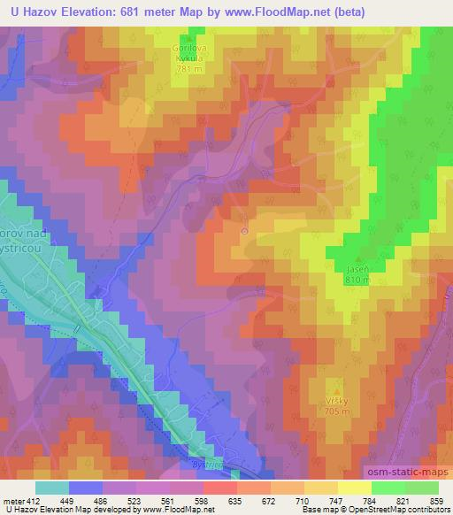 U Hazov,Slovakia Elevation Map