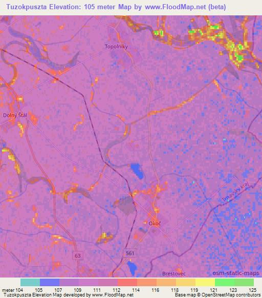 Tuzokpuszta,Slovakia Elevation Map