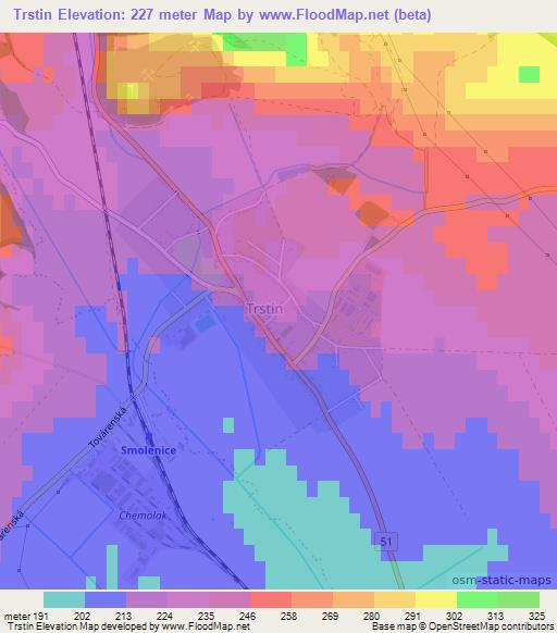 Trstin,Slovakia Elevation Map
