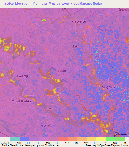 Trstice,Slovakia Elevation Map