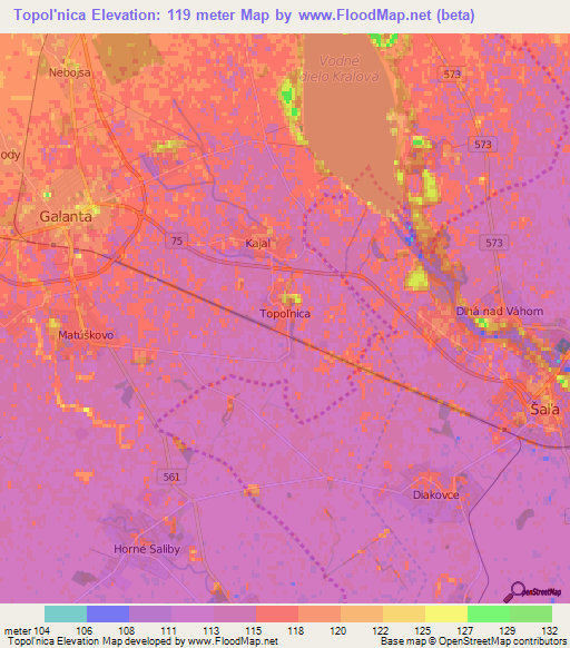 Topol'nica,Slovakia Elevation Map