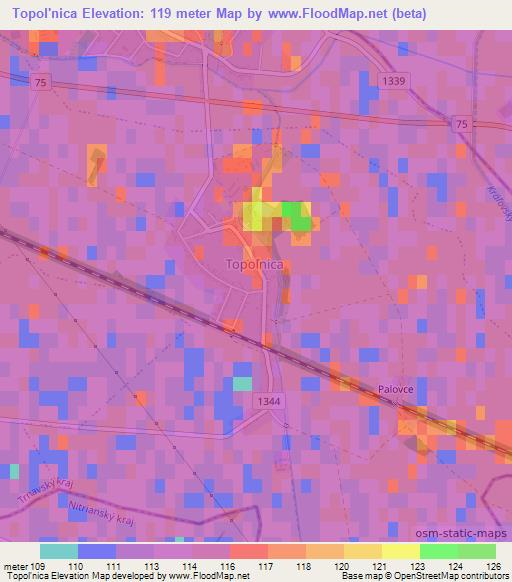 Topol'nica,Slovakia Elevation Map
