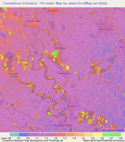 Tomasikovo,Slovakia Elevation Map