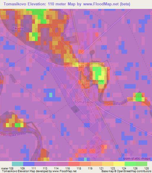 Tomasikovo,Slovakia Elevation Map
