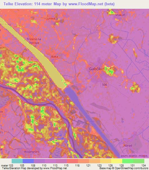 Telke,Slovakia Elevation Map