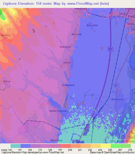 t'apkove,Slovakia Elevation Map