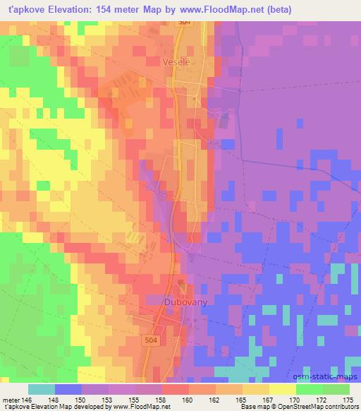 t'apkove,Slovakia Elevation Map