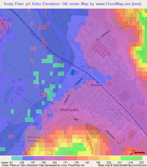 Svaty Peter pri Vahu,Slovakia Elevation Map