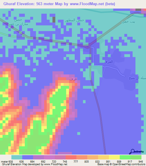 Ghuraf,Yemen Elevation Map