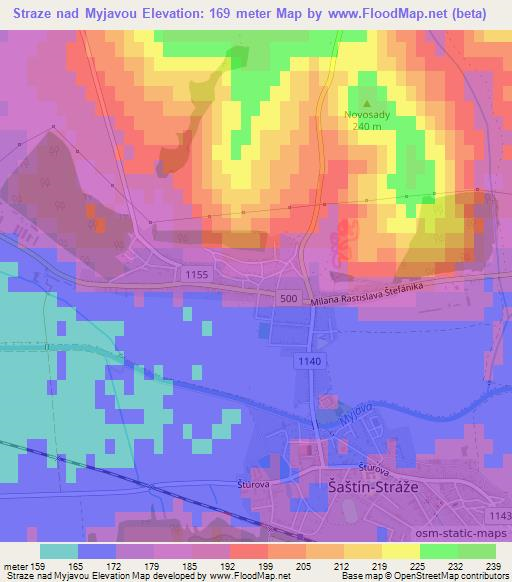 Straze nad Myjavou,Slovakia Elevation Map