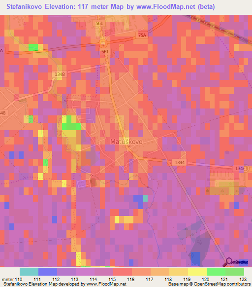Stefanikovo,Slovakia Elevation Map