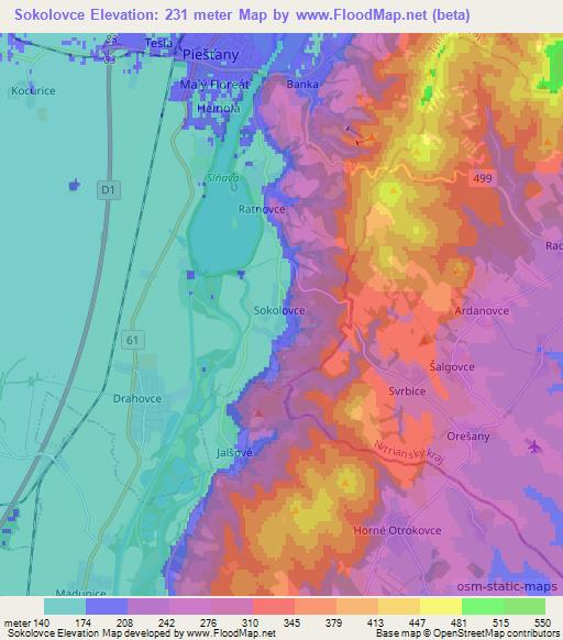 Sokolovce,Slovakia Elevation Map