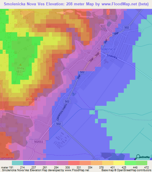 Smolenicka Nova Ves,Slovakia Elevation Map