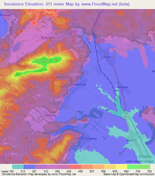 Smolenice,Slovakia Elevation Map