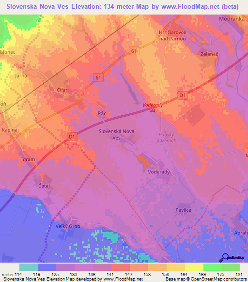 Slovenska Nova Ves,Slovakia Elevation Map