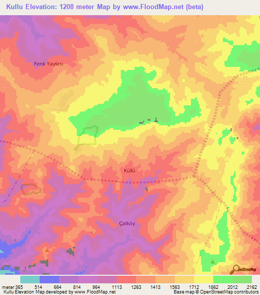 Kullu,Turkey Elevation Map
