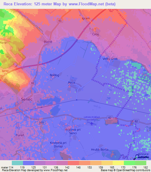 Reca,Slovakia Elevation Map