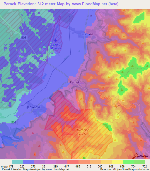 Pernek,Slovakia Elevation Map