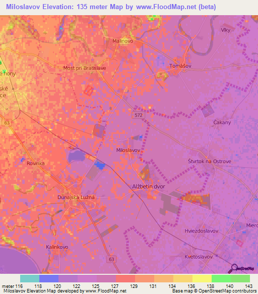 Miloslavov,Slovakia Elevation Map