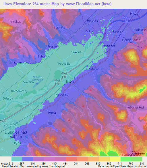 Ilava,Slovakia Elevation Map
